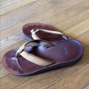 Teva Leather Sandals in Rich Brown and Tan